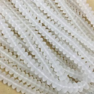 Shop Quartz Crystal Rondelle Beads! 6mm 8mm Matte Clear Crystal Quartz Rondelle Beads, Gemstone Loose Beads Approx 15 Inch Strand | Natural genuine rondelle Quartz beads for beading and jewelry making.  #jewelry #beads #beadedjewelry #diyjewelry #jewelrymaking #beadstore #beading #affiliate #ad