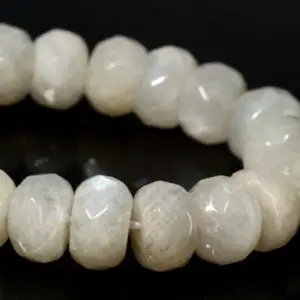 Shop Rainbow Moonstone Rondelle Beads! 7-8x4MM Rainbow Moonstone Beads India A Genuine Natural Half Strand Faceted Rondelle Loose Beads 7.5" Bulk Lot Options (107202h-2311) | Natural genuine rondelle Rainbow Moonstone beads for beading and jewelry making.  #jewelry #beads #beadedjewelry #diyjewelry #jewelrymaking #beadstore #beading #affiliate #ad