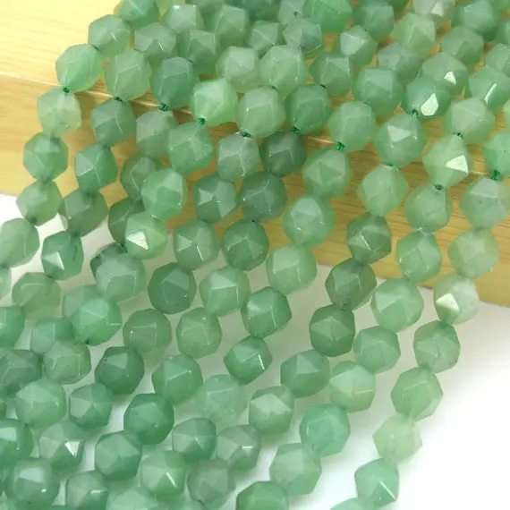 7x8mm Natural Star Cut Faceted Aventurine Quartz Beads, Loose Aventurine Beads, Faceted Gemstone Beads, Wholesale Beads---14.5 Inches---st11