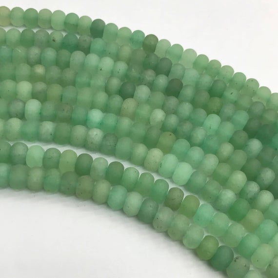 Matte Green Aventurine Rondelle Beads, Rondelle Stone Beads, Gemstone Beads