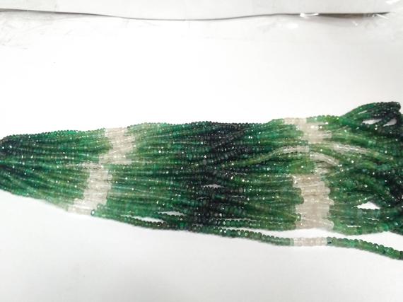 Natural Precious Emerald Shaded Faceted Rondelle Gemstone Beads Strand, Shaded Emerald Jewelry Making Stone Beads Wholesale Factory Price