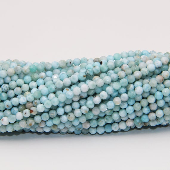 Aaa Natural Larimar Faceted Round Beads,2mm/3mm/4mm Semi Precious Stone Beads,good Quality Gemstones Beads,small Size Faceted Jewelry Beads.