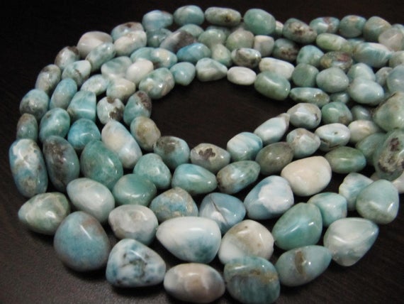 Aaa Quality Natural Larimar Tumbled Free Shape 9 To 15mm Smooth Nugget Beads Strand 8 Inches Long Green Blue Color Beads For Jewelry Making