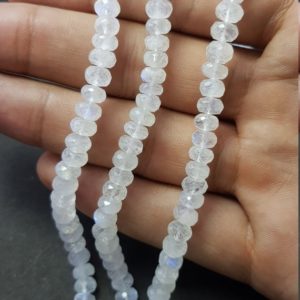 Shop Rainbow Moonstone Rondelle Beads! AAA quality Rainbow moon stone 5-6 mm size 13''strand excellent cutting, Moonstone Roundle,Faceted Gemstone beads, jewelry supplies 6mm | Natural genuine rondelle Rainbow Moonstone beads for beading and jewelry making.  #jewelry #beads #beadedjewelry #diyjewelry #jewelrymaking #beadstore #beading #affiliate #ad