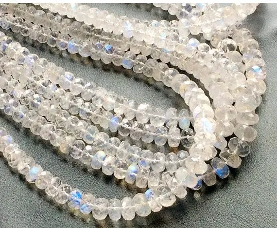 3.5-7mm Rainbow Moonstone Faceted Rondelle, Beautiful Rainbow Faceted Rondelles, Rainbow Moonstone Beads For Jewelry (8in To 16in Options)