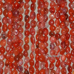 10mmx14mm 16 INCH Dyed Red Agate Oval Flat Bead approx