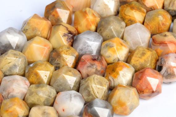 Genuine Natural Orange Cream Crazy Lace Agate Loose Beads Star Cut Faceted Shape 5-6mm 7-8mm 9-10mm