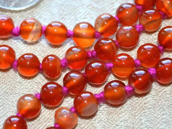 Tibetian Mala Beads Meditation Mala Japa Mala Buddhist Rosary Fire Brick Agate Orange Red Mala For Stimmulation & Inner Peacechristmas