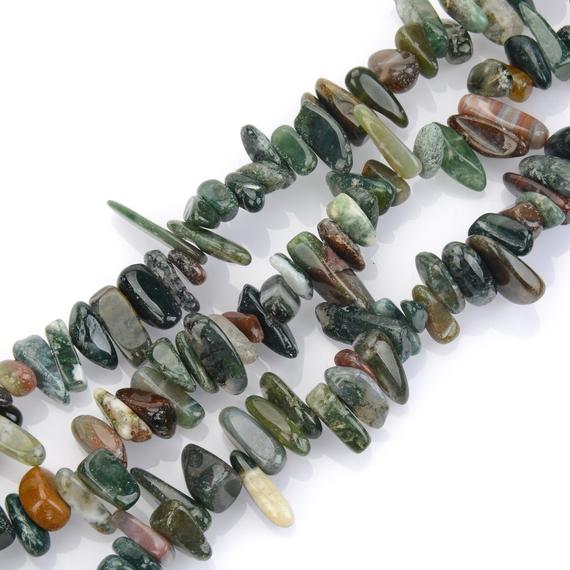 1 Strand/15" Natural Indian Agate Healing Gemstone 7-23mm Teardrop Pendant Drop Bead Spike Stick Gems For Necklace Earrings Jewelry Making