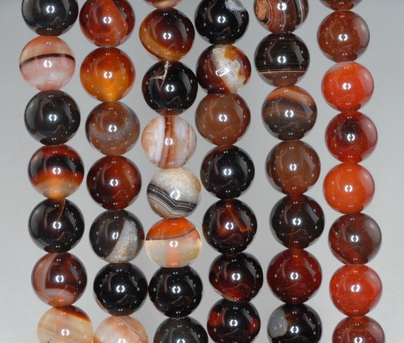10mm Brown Red Agate Gemstone Round Loose Beads 16 Inch Full Strand (90182334-a118)