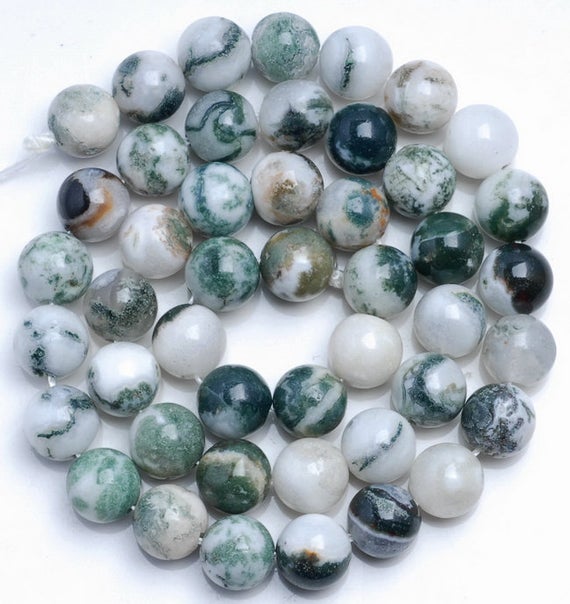10mm Tree Agate Gemstone Green Round Loose Beads 15 Inch Full Strand (80005989-m39)