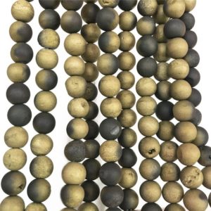 8mm Gold Druzy Agate Beads, Geode Agate Beads, Round Gemstone Beads, Wholesale Beads | Natural genuine beads Gemstone beads for beading and jewelry making.  #jewelry #beads #beadedjewelry #diyjewelry #jewelrymaking #beadstore #beading #affiliate #ad