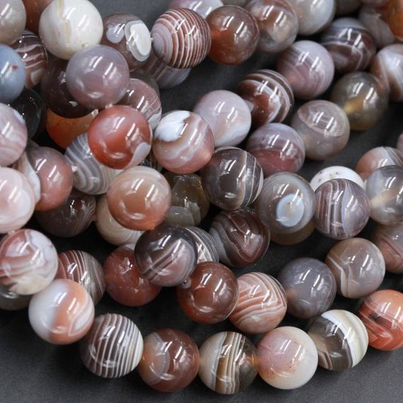 Aaa Natural Botswana Agate 4mm 6mm 8mm 10mm 12mm 14mm 20mm Round Beads Vivid Veins Bands 15.5" Strand