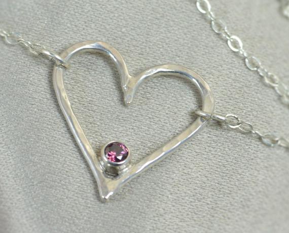 Alexandrite Heart Necklace, Sterling Silver, Mothers Necklace, June Birthstone Necklace, Alexandrite Necklace, Mother Necklace, Pendant