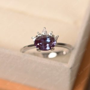Shop Alexandrite Rings! lab alexandrite ring, anniversary ring, sterling silver, oval cut, color changling, vintage | Natural genuine Alexandrite rings, simple unique handcrafted gemstone rings. #rings #jewelry #shopping #gift #handmade #fashion #style #affiliate #ad