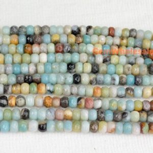 Shop Amazonite Faceted Beads! 15" 6x10mm Natural amazonite rondelle beads, semi-precious stone,multi color DIY beads, gemstone wholesaler, amazonite roundel faceted QGCO | Natural genuine faceted Amazonite beads for beading and jewelry making.  #jewelry #beads #beadedjewelry #diyjewelry #jewelrymaking #beadstore #beading #affiliate #ad