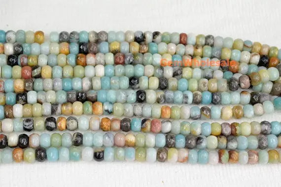 15" 6x10mm Natural Amazonite Rondelle Beads, Semi-precious Stone,multi Color Diy Beads, Gemstone Wholesaler, Amazonite Roundel Faceted Qgco