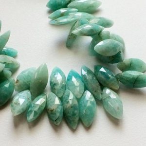 Shop Amazonite Bead Shapes! 9×20-10x25mm Amazonite Faceted Marquise Beads, Natural Amazonite Sea Foam Briolettes, Amazonite Necklace (3.5IN To 7IN Options)  – A1J4 | Natural genuine other-shape Amazonite beads for beading and jewelry making.  #jewelry #beads #beadedjewelry #diyjewelry #jewelrymaking #beadstore #beading #affiliate #ad