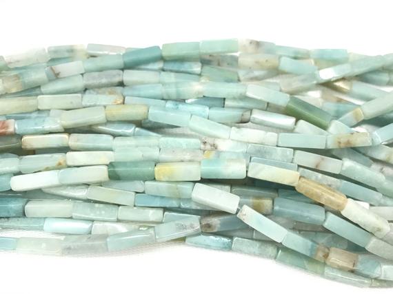 Natural Amazonite 4x13mm Cuboid Genuine Loose Blue Gemstone Tube Beads 15 Inch Jewelry Supply Bracelet Necklace Material Support Wholesale