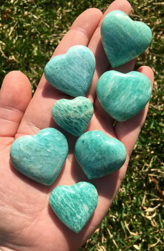 Amazonite Crystal Heart - Amazonite Heart Shaped Stone- Healing Crystals - Polished Blue Green Crystal - Amazonite Carved Heart - Mini Heart