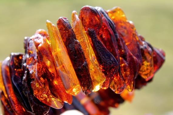 Raw Dark Baltic Amber Bracelet Statement Jewelry Massive Cuff Ooak Stretch Big Earthy Colors Natural Summer Fashion Gift For Nature Lover