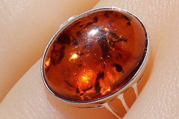 Baltic Amber, 925 Silver, Healing Stone Ring, Size 7 With Positive Healing Energy!
