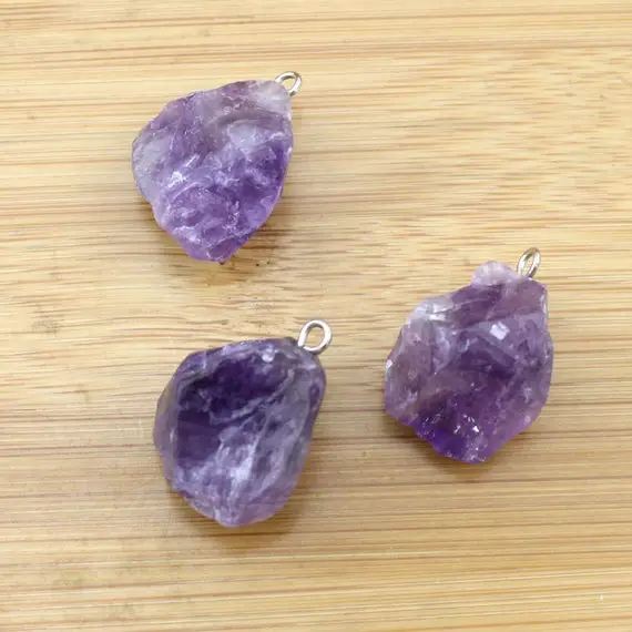 Natural Raw Amethyst Pendant,rough Amethyst Point Pendant Charms,healing Crystal,diy Jewelry Supplies-tr216