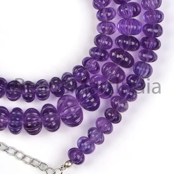 6-10 Mm Amethyst Carving Rondelle Shape Beads, Purple Amethyst Melon Shape Beads, Amethyst Fancy Shape Beads, Amethyst Carving Beads
