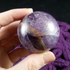 SALE Chevron Dream Amethyst Sphere 45mm Polished Healing Stones Crystal Ball Carving Dark purple white India banded quartz | Natural genuine stones & crystals in various shapes & sizes. Buy raw cut, tumbled, or polished gemstones for making jewelry or crystal healing energy vibration raising reiki stones. #crystals #gemstones #crystalhealing #crystalsandgemstones #energyhealing #affiliate #ad