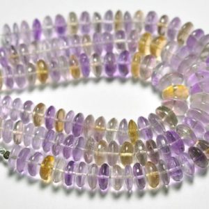 Shop Ametrine Rondelle Beads! 7 Inches Natural Ametrine Rondelles Beads 8.5mm Smooth Tyre Beads Gemstone Beads AAA Ametrine Stone Semi Precious Beads No3754 | Natural genuine rondelle Ametrine beads for beading and jewelry making.  #jewelry #beads #beadedjewelry #diyjewelry #jewelrymaking #beadstore #beading #affiliate #ad