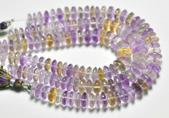 7 Inches Natural Ametrine Rondelles Beads 8.5mm Smooth Tyre Beads Gemstone Beads Aaa Ametrine Stone Semi Precious Beads No3754