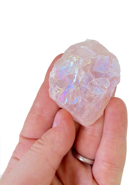 Raw Aura Rose Quartz Crystal (~1" - 2") - Aura Rose Quartz Stone - Raw Angel Aura Rose Quartz - Aura Quartz Crystal Raw - Rose Aura Quartz