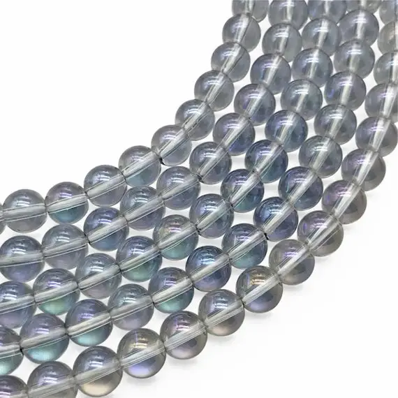 Blue Angel Aura Quartz Beads, Round Gemstone Beads, Wholesale Beads, 8mm, 10mm