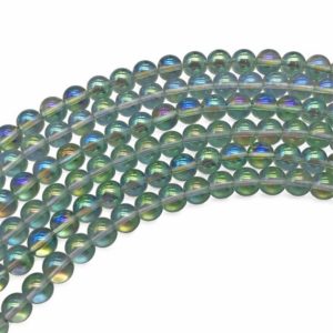 8mm Green Angel Aura Quartz Beads, Round Gemstone Beads, Wholesale Beads | Natural genuine round Angel Aura Quartz beads for beading and jewelry making.  #jewelry #beads #beadedjewelry #diyjewelry #jewelrymaking #beadstore #beading #affiliate #ad