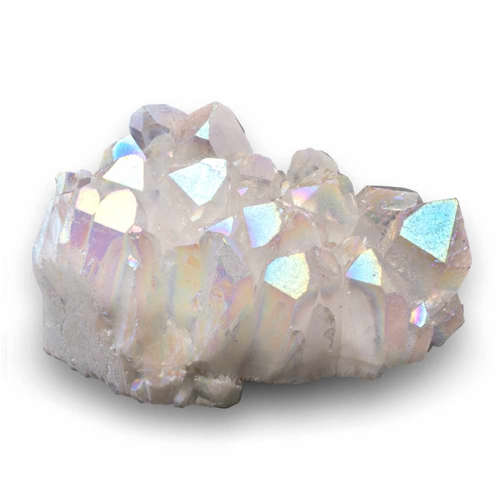 Angel Aura Quartz is an enhanced version of clear quartz. It has a light, sweet energy that elevates your mood and brings a sense of peace and tranquility. Learn more about Angel Aura Quartz meaning + healing properties, benefits & more. Visit to find gemstone meanings & info about crystal healing, stone powers, and chakra stones. Get some positive energy & vibes! #gemstones #crystals #crystalhealing #beadage