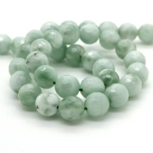 Shop Angelite Beads! Green Angelite Beads, Natural Green Angelite Faceted Round Ball Sphere Gemstone Beads – RNF95 | Natural genuine faceted Angelite beads for beading and jewelry making.  #jewelry #beads #beadedjewelry #diyjewelry #jewelrymaking #beadstore #beading #affiliate #ad