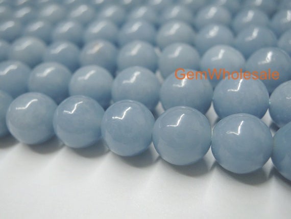 15.5" 8mm Natural Angelite Stone Round Beads, High Quality Blue Color Diy Gemstone 8mm Beads, Semi Precious Stone, Jewelry Wholesaler