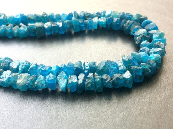 6-10mm Neon Apatite Rough Chips, Natural Raw Apatite Beads, Neon Apatite Rough 14 Inch (1strand To 5strand Options) - Pusdg21