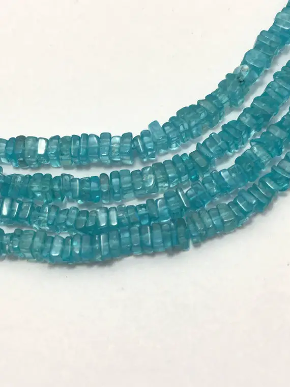 Natural Sky Apatite Beads Disc Square 3.5 To 4.5 Mm Gemstone Beads Strand Or Necklace Sale / Sky Apatite Beads Strand / 3.5 Mm Beads /