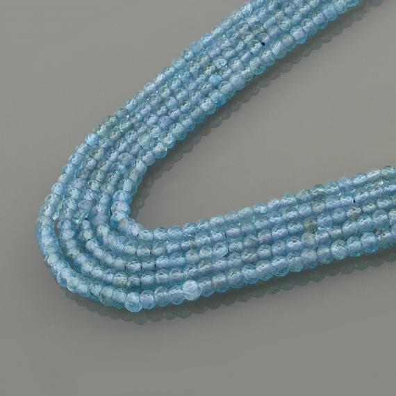Sky Blue Apatite  For Jewelry Making Blue Gemstone Beads,natural 2.8 Mm Apatite Beads,genuine Apatite 15" Strand