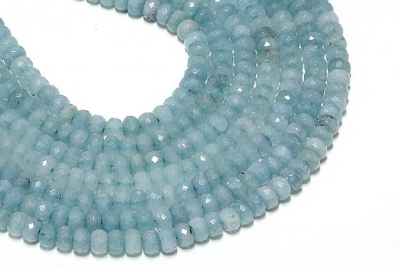 Aquamarine Beads,march Birthstone,natural Aquamarine,faceted Rondelles,faceted Beads,gemstone Beads,natural Beads,aquamarine Rondelle Beads