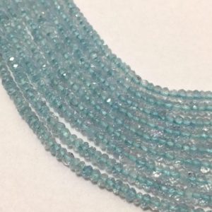 Shop Aquamarine Faceted Beads! Natural Aquamarine Micro Faceted Rondelle Beads, 3mm to 3.5mm, 13 inches, Blue Beads, Gemstone Beads, Semiprecious Stone Beads | Natural genuine faceted Aquamarine beads for beading and jewelry making.  #jewelry #beads #beadedjewelry #diyjewelry #jewelrymaking #beadstore #beading #affiliate #ad