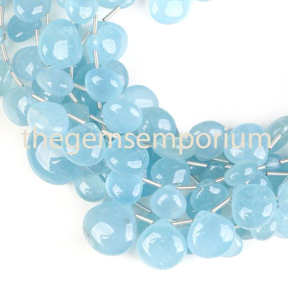 Aquamarine Smooth Plain Heart Shape Beads, Aquamarine Heart Shape Beads, Aquamarine Smooth Beads, Aquamarine Plain Beads, Aquamarine Beads