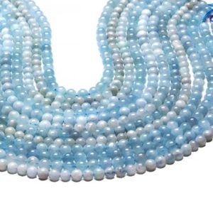 Shop Aquamarine Round Beads! Round aquamarine beads,ball beads,semiprecious beads,deep blue beads,aqua marine beads,opaque beads,semi opaque beads – 16" Strand | Natural genuine round Aquamarine beads for beading and jewelry making.  #jewelry #beads #beadedjewelry #diyjewelry #jewelrymaking #beadstore #beading #affiliate #ad