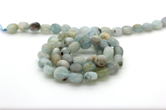 Natural Aquamarine Beads, Aquamarine Smooth Flat Circle Round 8mm Natural Gemstone Beads - Pgs92