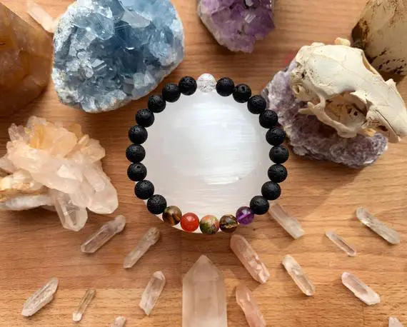 Aries Bracelet - Zodiac Astrology Jewellery Spiritual Crystal Healing Jewelry Lava Stone Amethyst Jasper Onyx Garnet Carnelian Wrist Mala