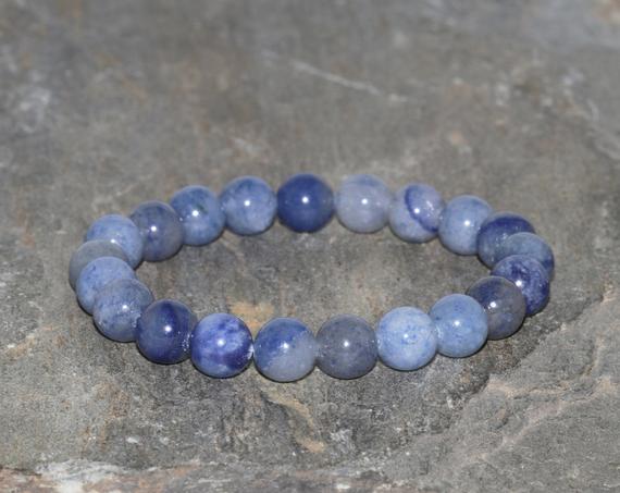 Blue Aventurine Beaded Bracelet Handmade 8mm Blue Adventurine Beads Gemstone Bracelet Blue Natural Stone Bracelet Stack Bracelet Gift Unisex