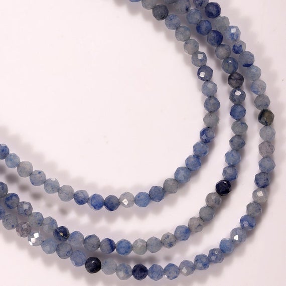 Natural Aventurine Loose Beads Blue Beads For Jewelry Making Gemstone Beads For Craft Supplies Faceted 3-4 Mm Blue Beads