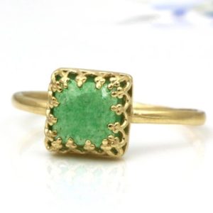 Shop Aventurine Rings! Green Aventurine ring · thin ring · gold ring · square ring · gemstone ring · gold thin band · tiny solitaire ring · delicate ring | Natural genuine Aventurine rings, simple unique handcrafted gemstone rings. #rings #jewelry #shopping #gift #handmade #fashion #style #affiliate #ad