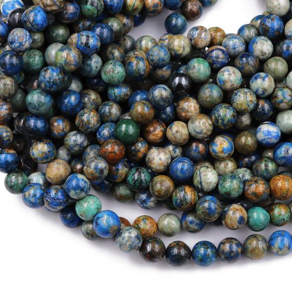 Azurite Beads 4mm 5mm 6mm 7mm 8mm 9mm 10mm Rare Energy Stone Genuine Real 100% Natural Blue Lightning Azurite Beads 15.5" Strand